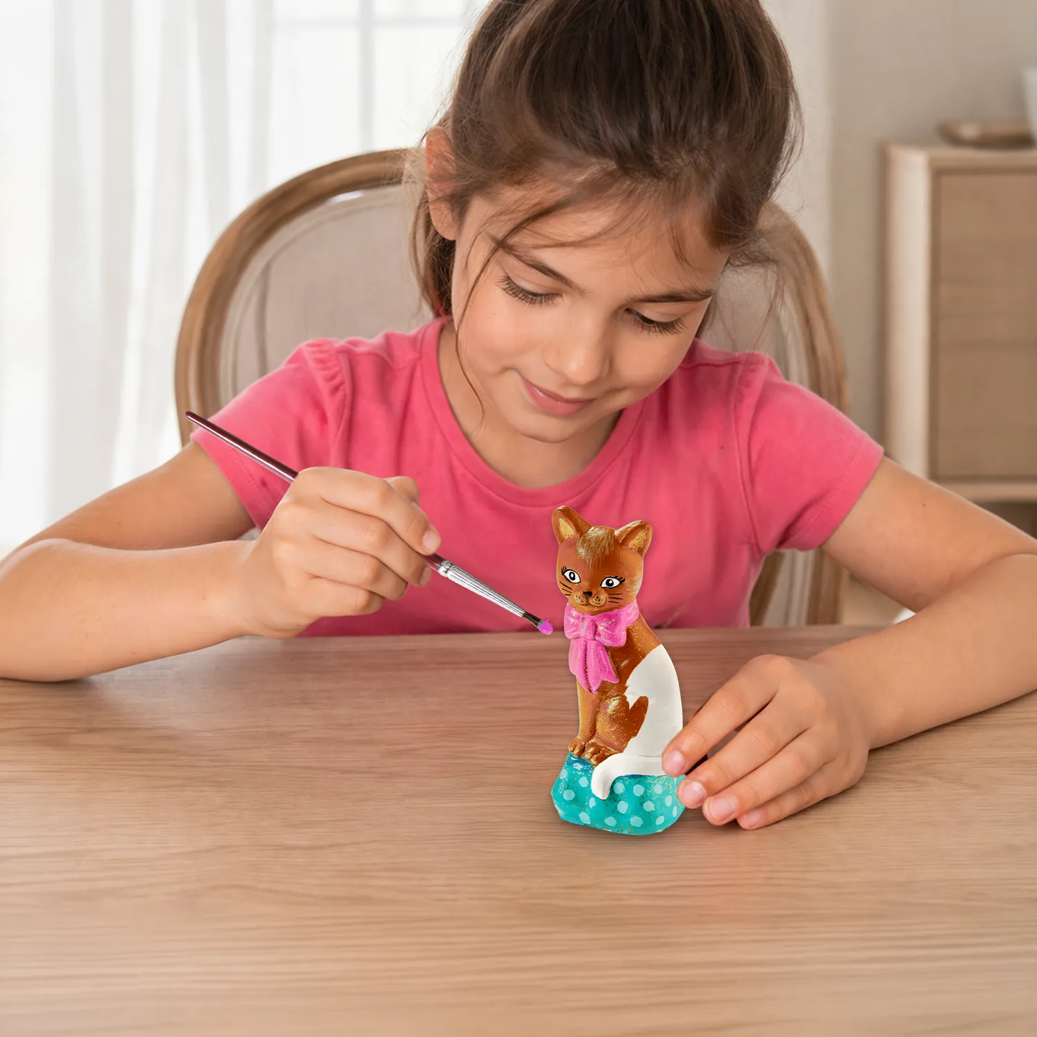 SES Creative støb og mal kat gipsfigursæt med glitter