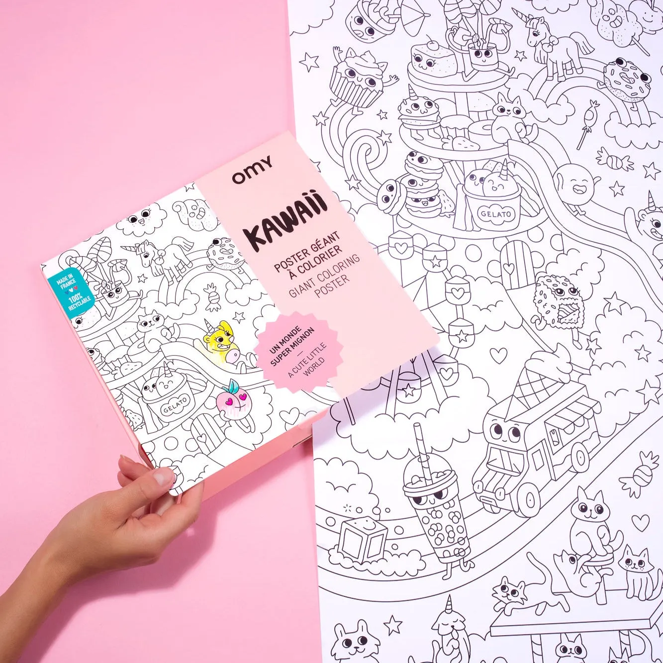 OMY Posters Géants Kawaii kæmpe maleplakat