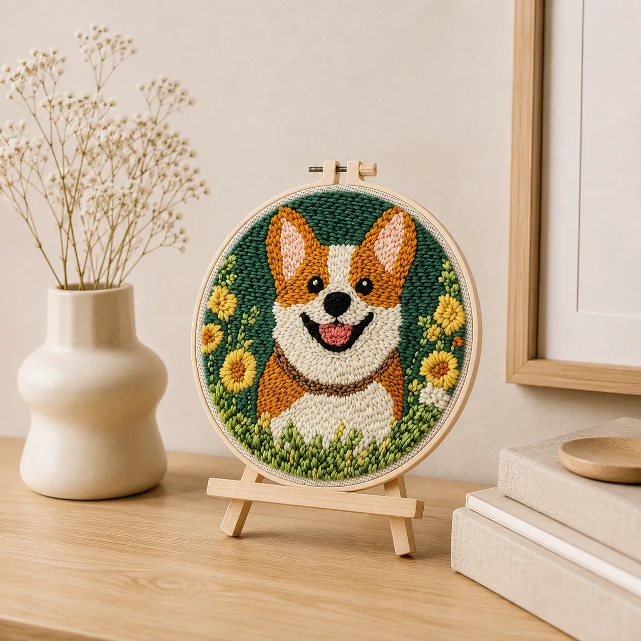 craftsy.dk Punch Needle Glad Corgi broderisæt 20 cm hund