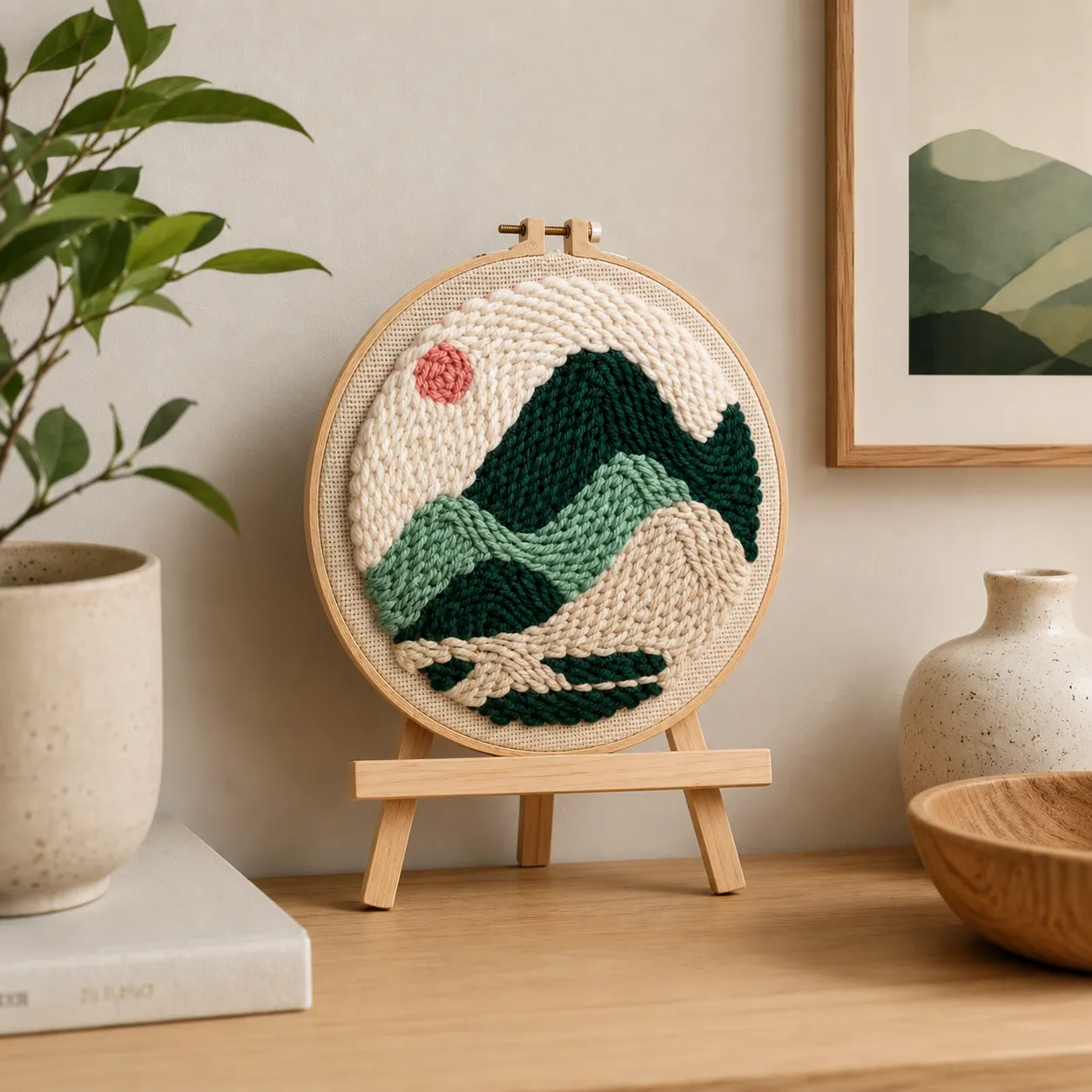 craftsy.dk Bjerglandskab punch needle sæt 20 cm landskab