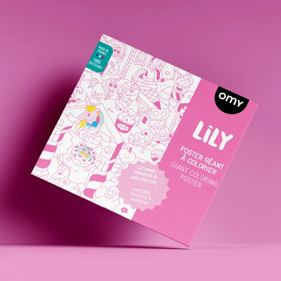 OMY Lily maleplakat kæmpe enhjørning rosa