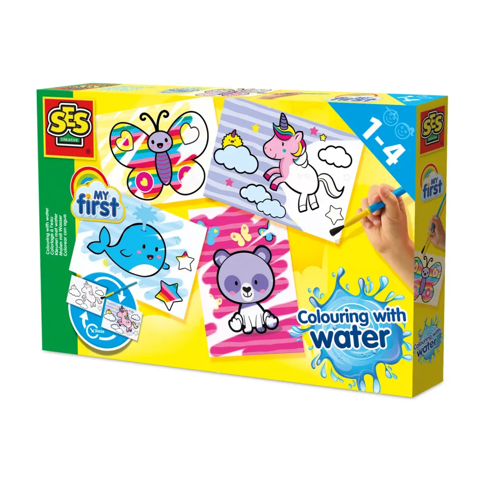 SES Creative Farv med vand Fantasidyr vandmalebog 4 kort