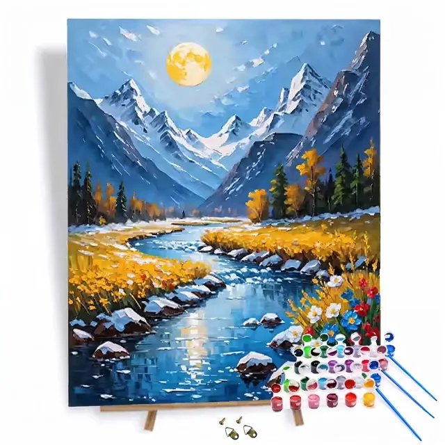 Craftsy BJERGFLOD maleri efter tal uden ramme 40 x 50 cm