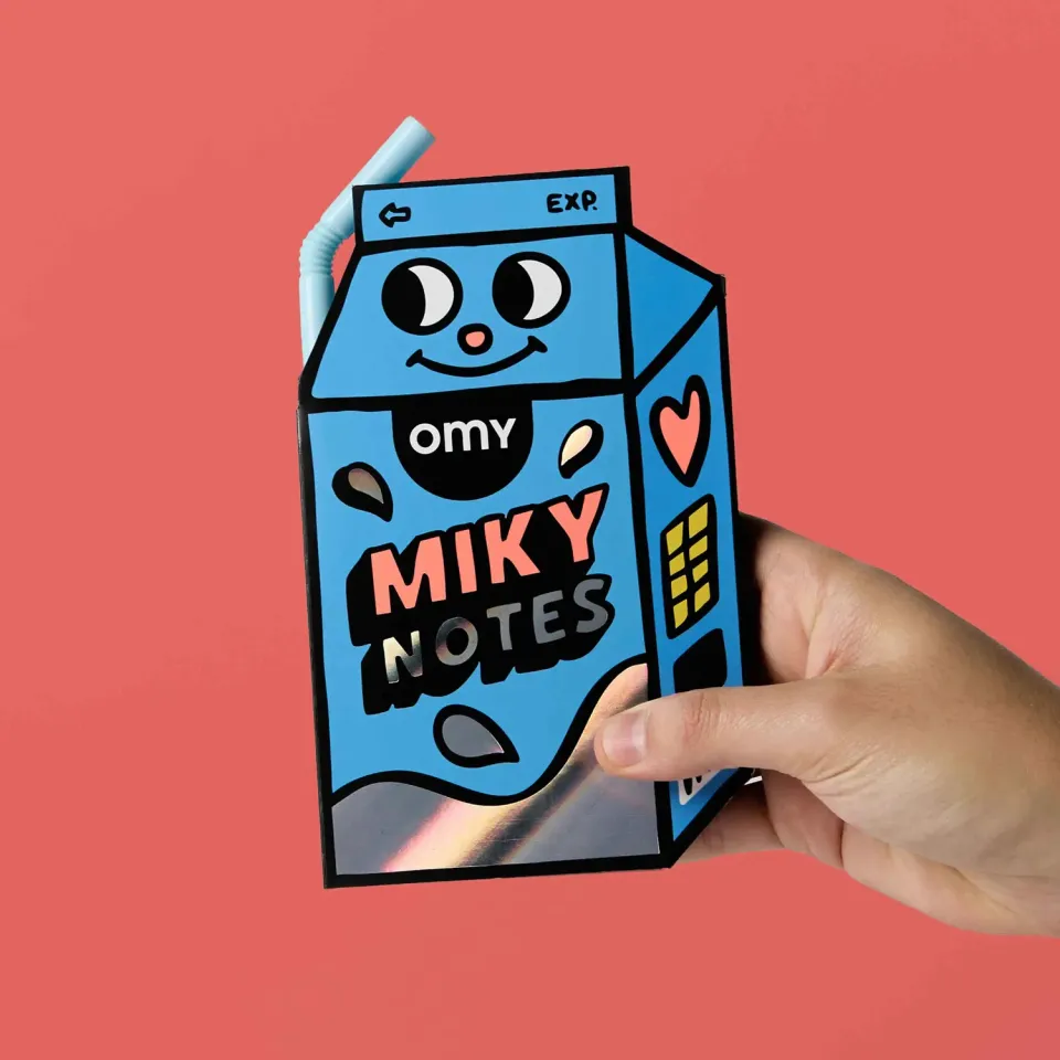 OMY Miky sticky notes blok mælkekarton farvede