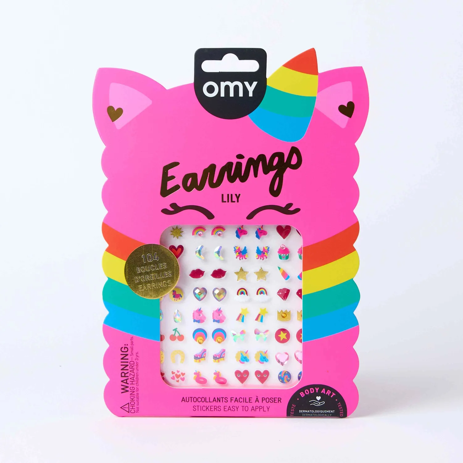 OMY Lily EAR02 klistermærkeøreringe enhjørning