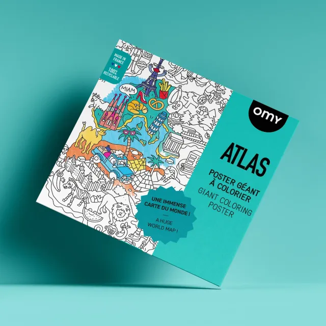 OMY Atlas kæmpe maleplakat verdenskort