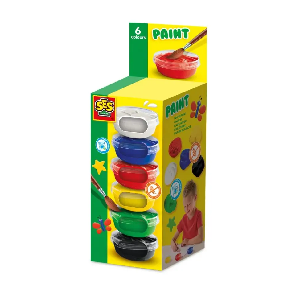 SES Creative plakatmaling børnemaling 6x45 ml dækkende