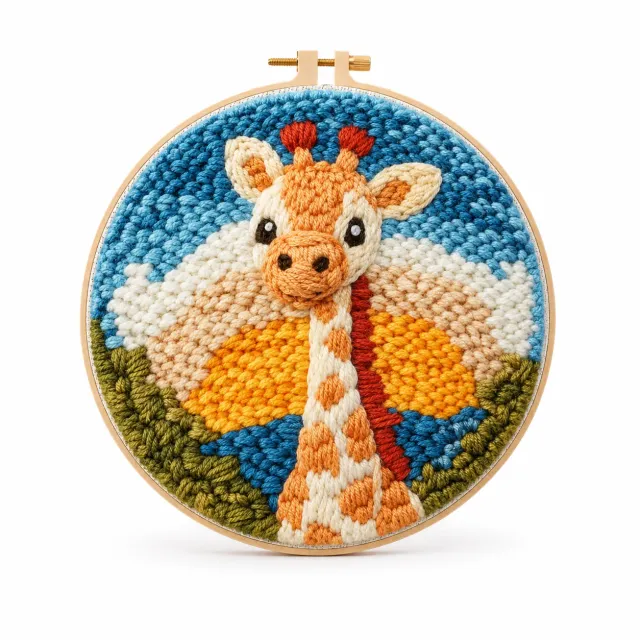 Craftsy Sød Giraf punch needle 20 cm broderisæt børn