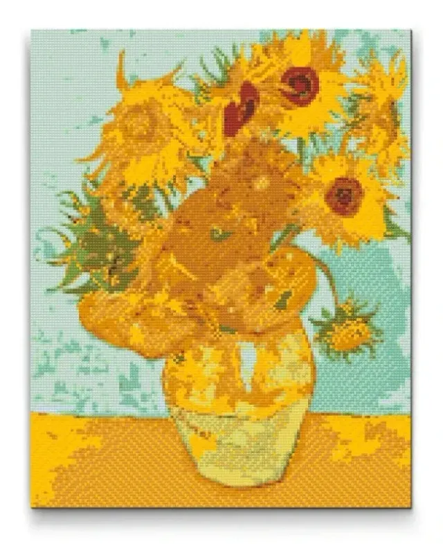 Road2Art Solsikker Van Gogh diamond paint 40x50 runde