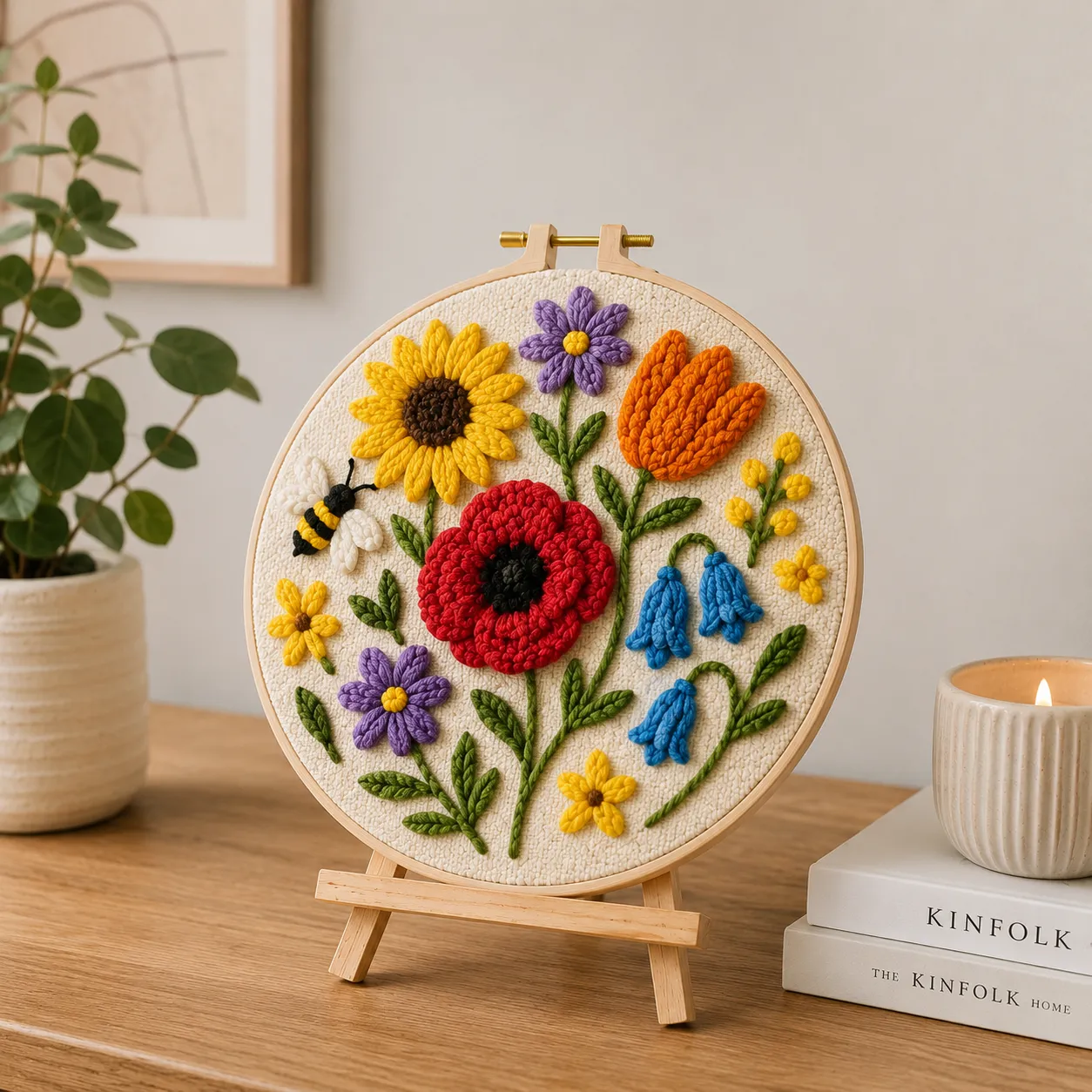 Craftsy Humlebi i Blomsterengen punch needle sæt 20 cm