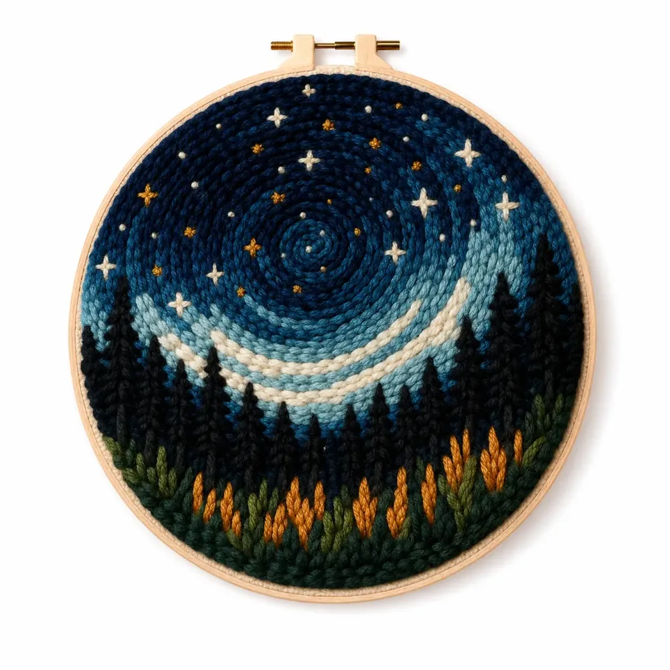 craftsy.dk Stjernehimmel over Skoven punch needle sæt 20 cm