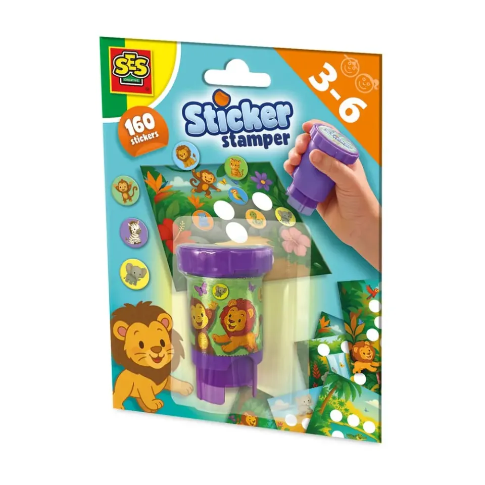 SES Creative Sticker Stamper Jungledyr klistermærkesæt 160 stk