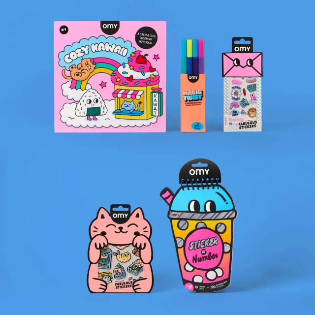 OMY Travel Box Kawaii kreativ boks med tuscher