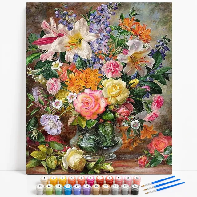 craftsy.dk Roser og Liljer mal efter tal 40x50 blomster