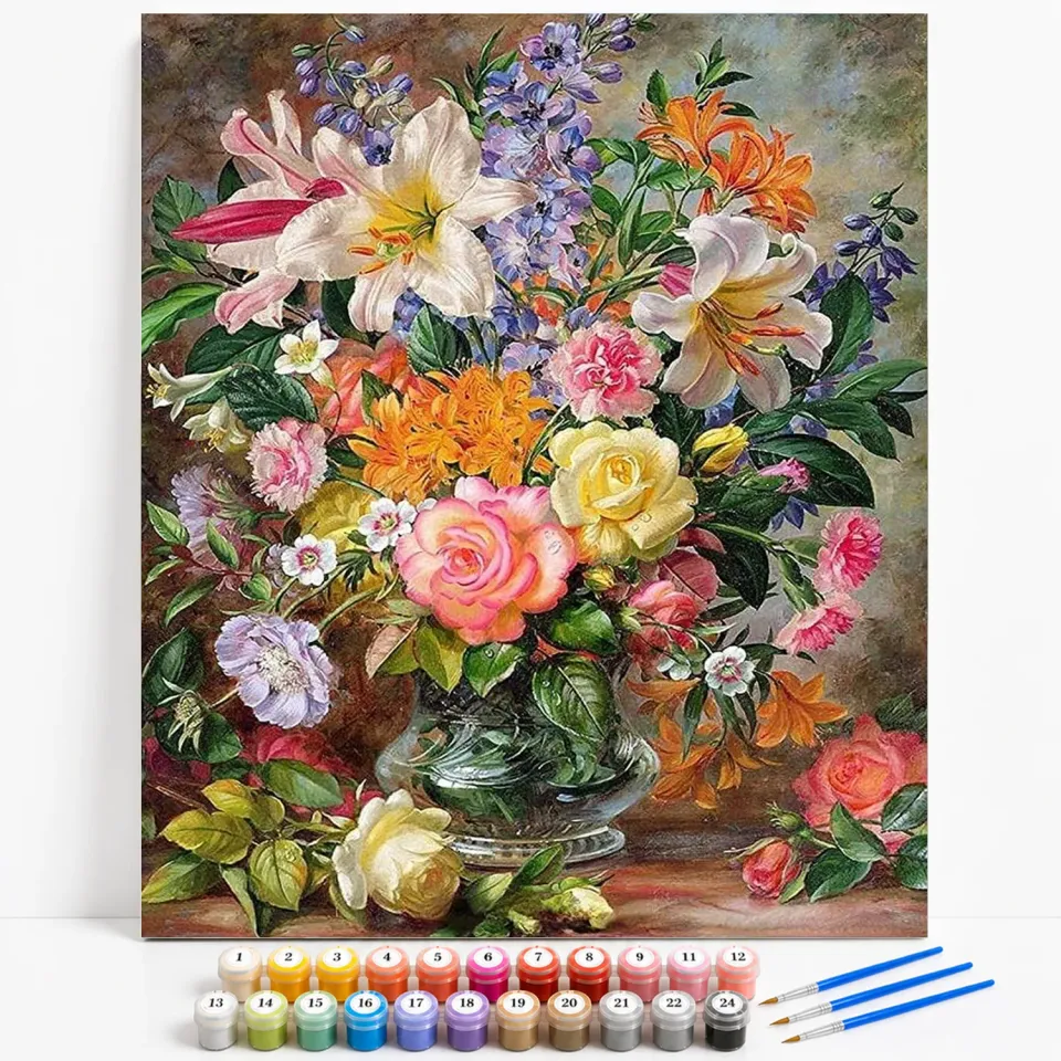 craftsy.dk Roser og Liljer mal efter tal 40x50 blomster