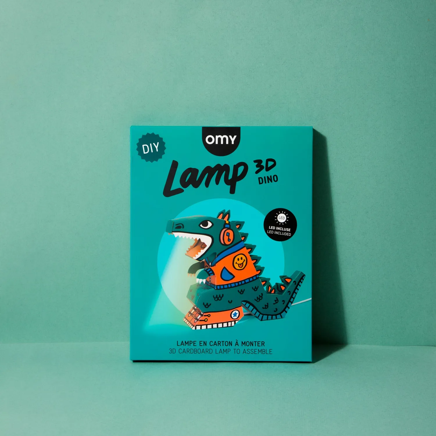 OMY Dino 3D paplampe samlesæt med USB natlys
