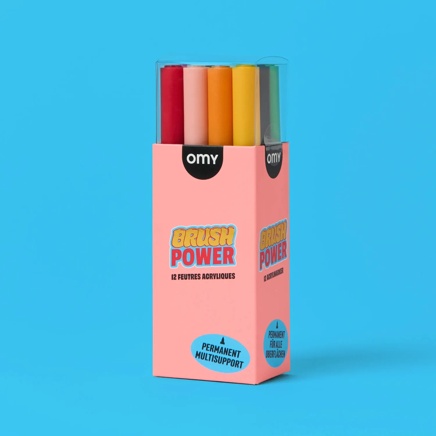 OMY Brush Power akryltusser 12 farver penselspids