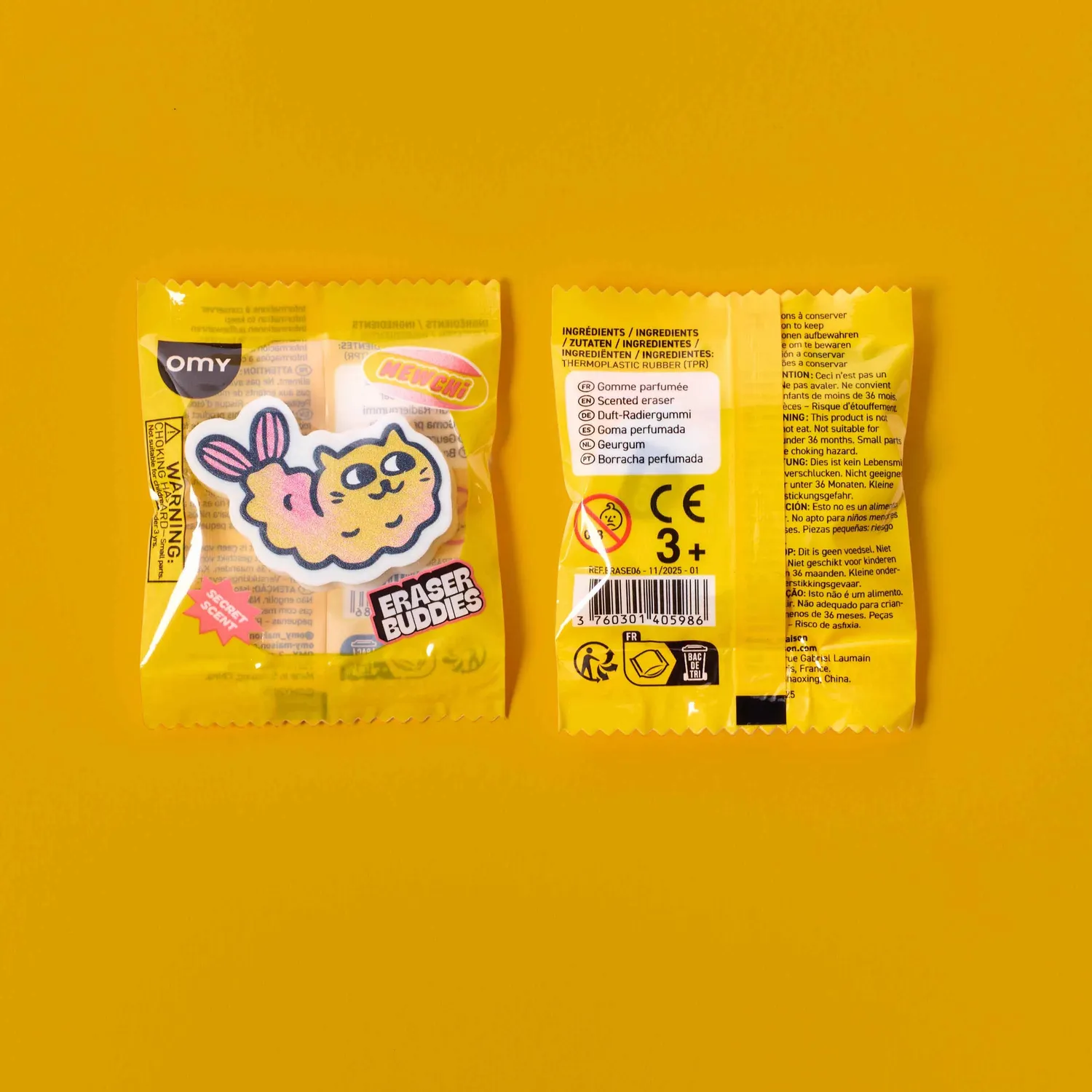OMY Eraser Buddies Mewchi viskelæder duft