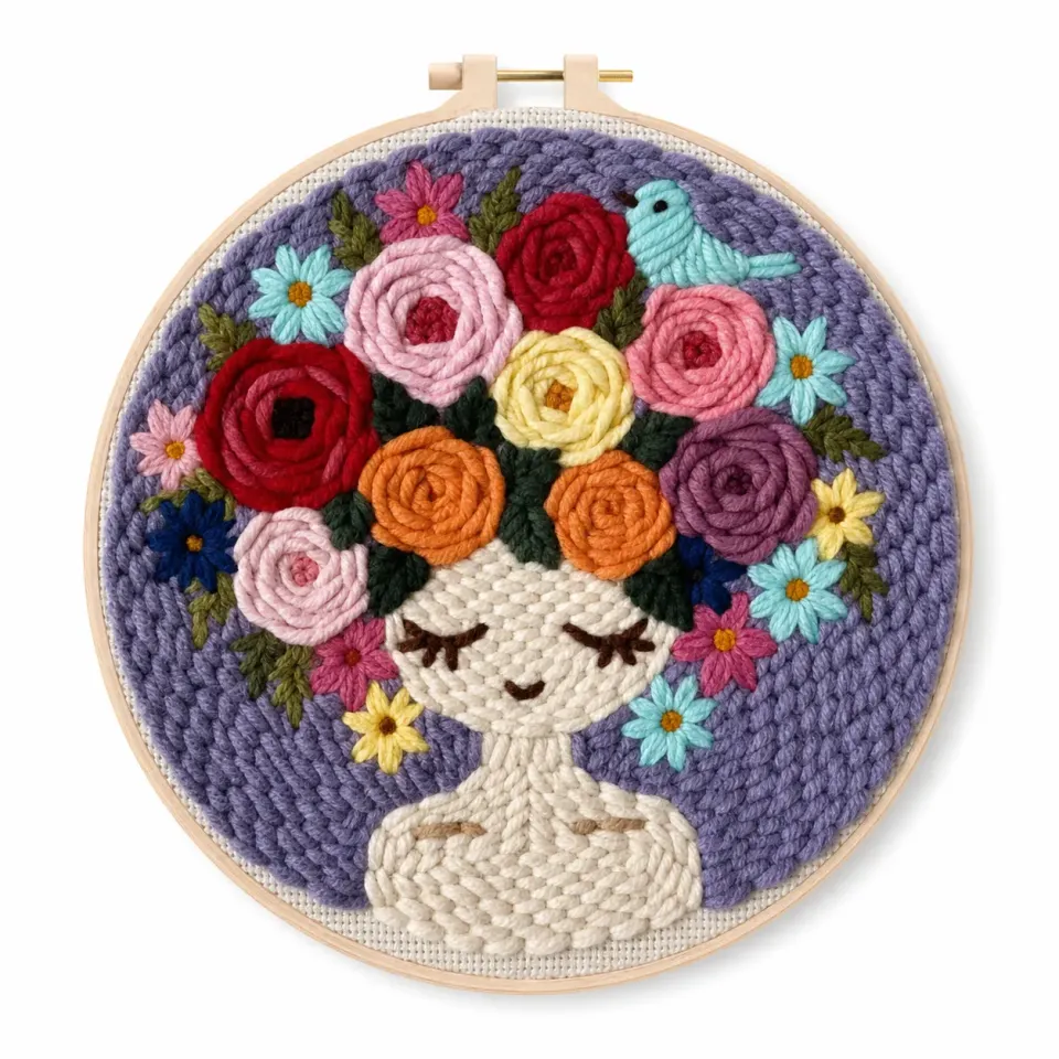Craftsy Punch Needle Mediterende Blomsterpige sæt 20 cm pige