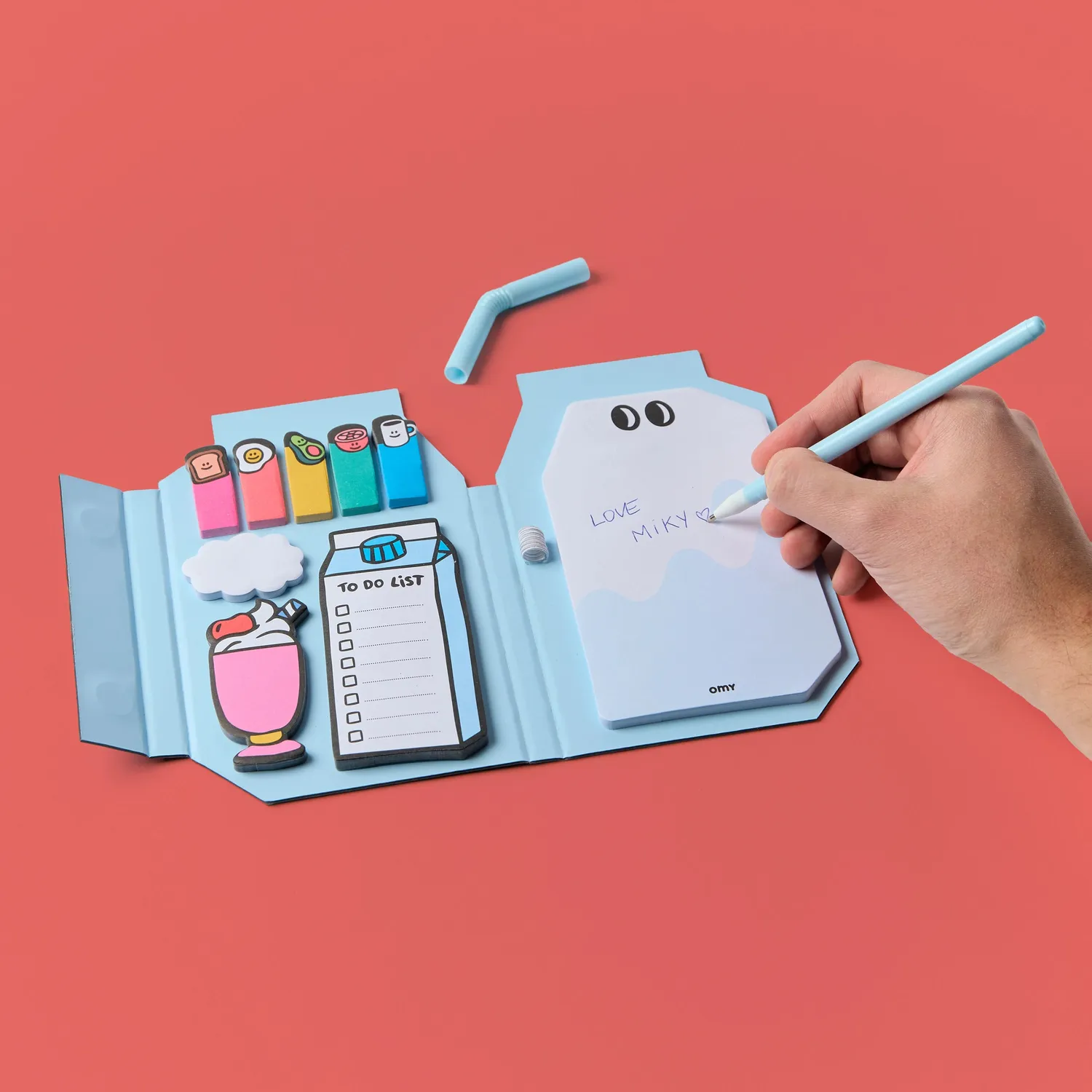 OMY Miky sticky notes blok mælkekarton farvede