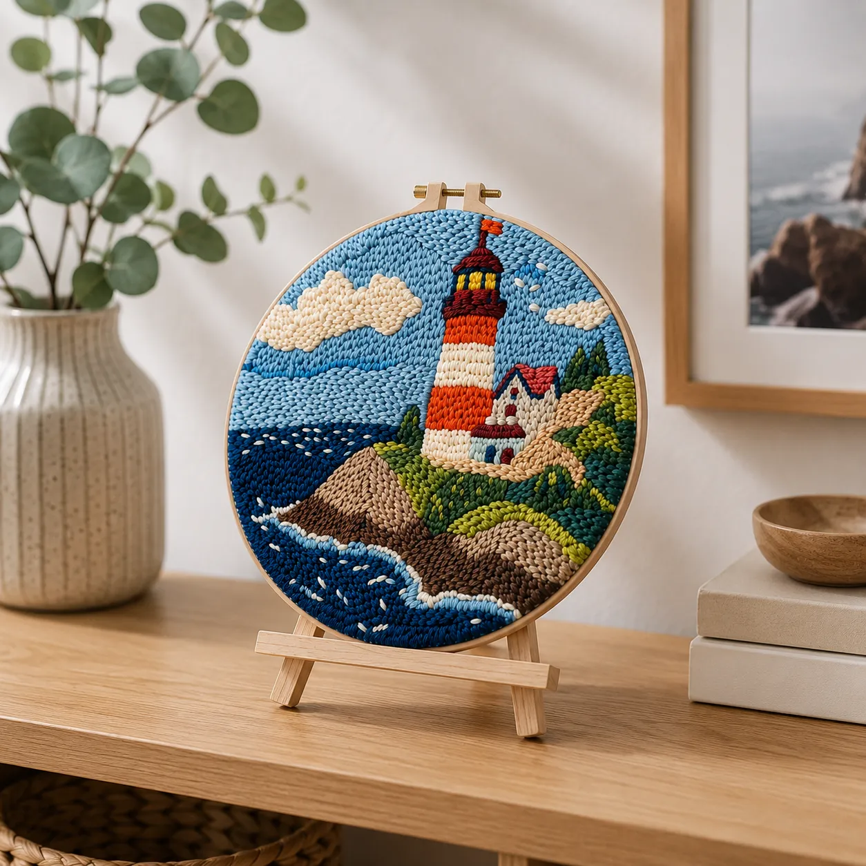 Craftsy Punch Needle Fyrtårn ved Havet broderisæt 20 cm maritim