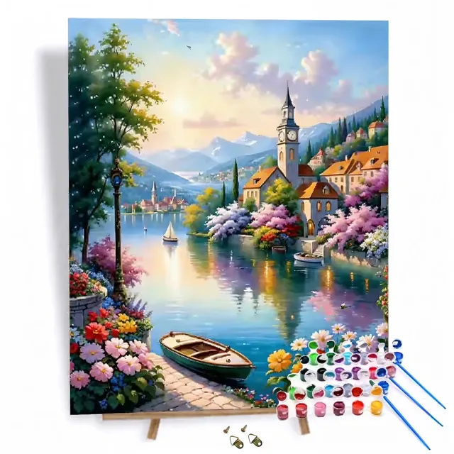 Craftsy By i Bjergene mal efter tal 40x50 cm landskab