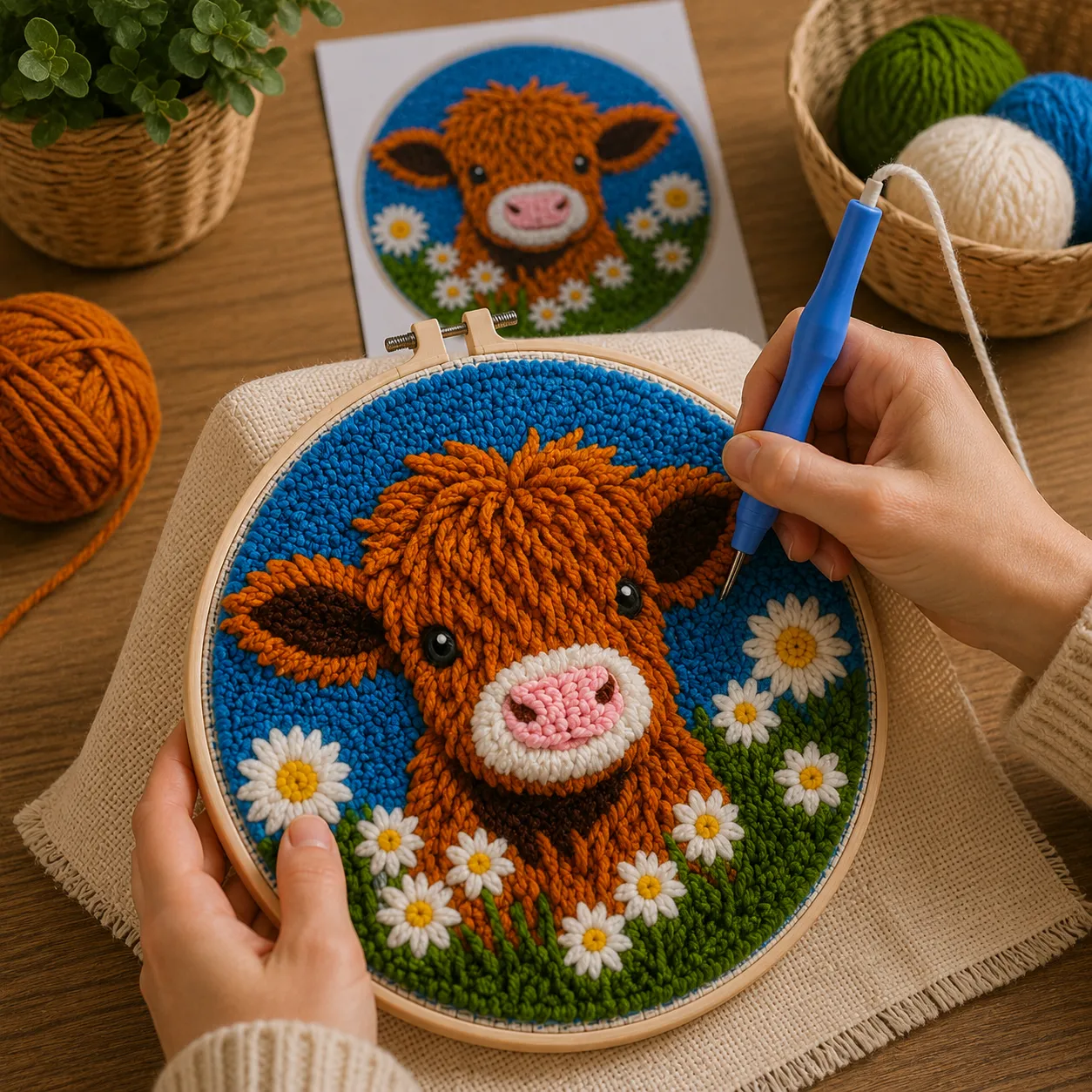 craftsy.dk Punch Needle Lille Kalv broderisæt 20 cm kalv