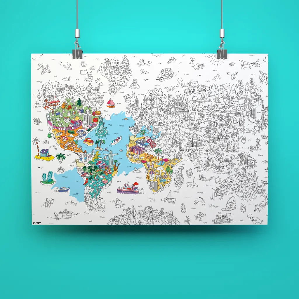 OMY Atlas kæmpe maleplakat verdenskort