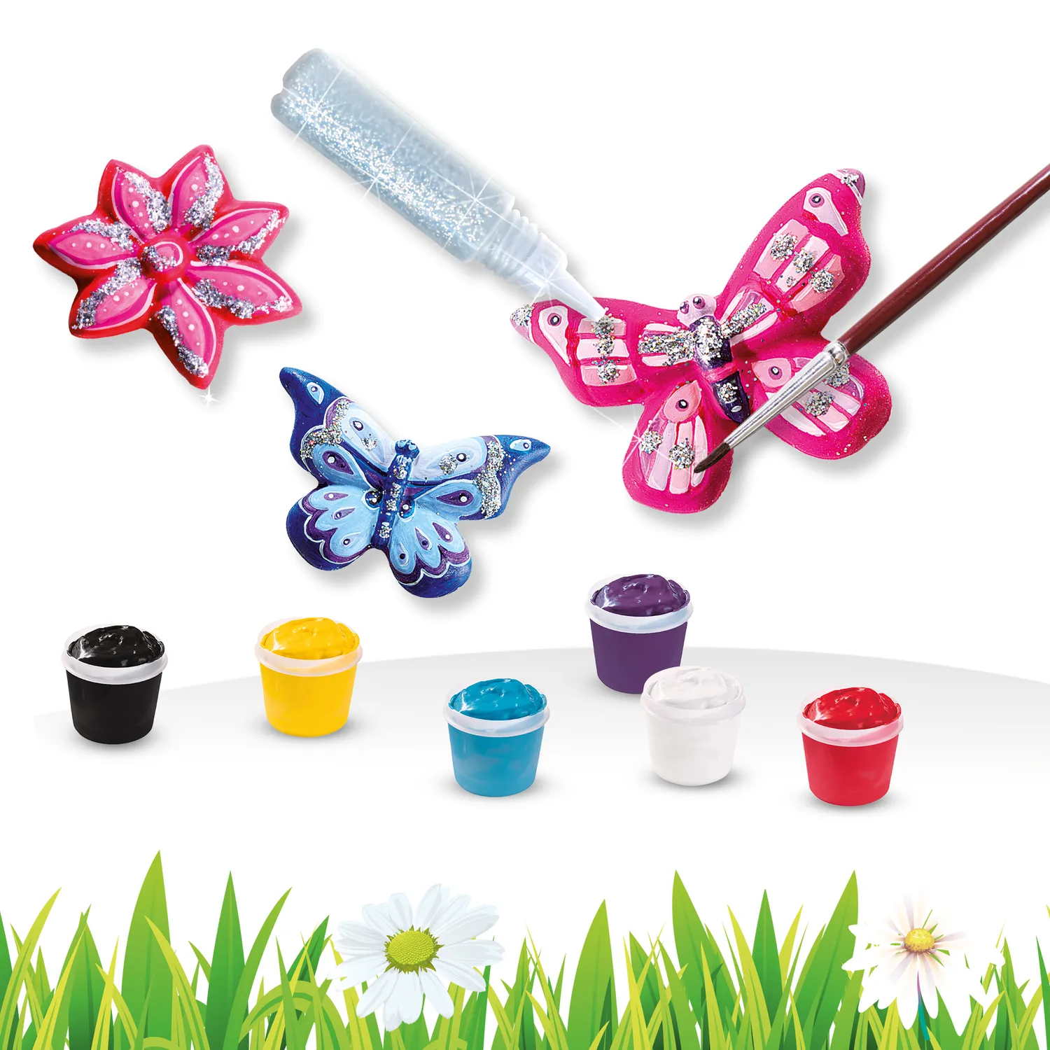 SES Creative Støb og mal sommerfugle gipssæt glitter