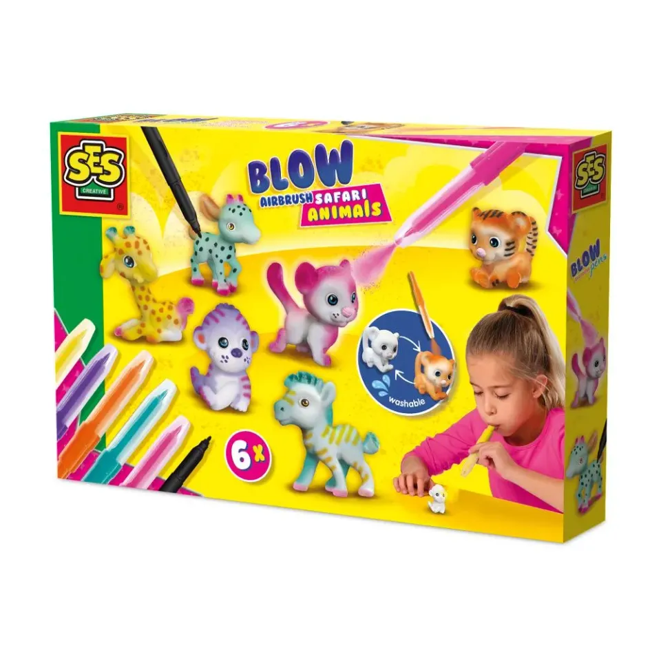 SES Creative Blow Airbrush Safari tusser 6 dyr vaskbar