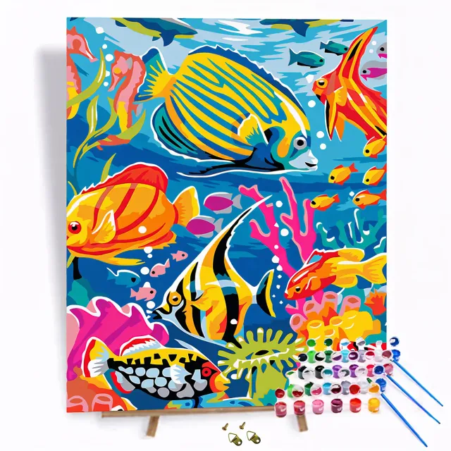 Craftsy Farverige Fisk mal efter tal 40x50 cm dyremotiv
