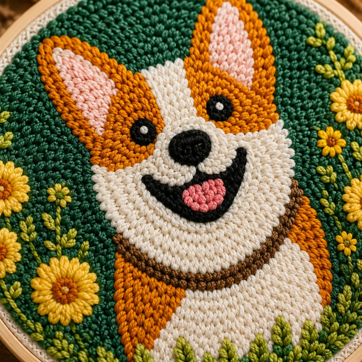 craftsy.dk Punch Needle Glad Corgi broderisæt 20 cm hund
