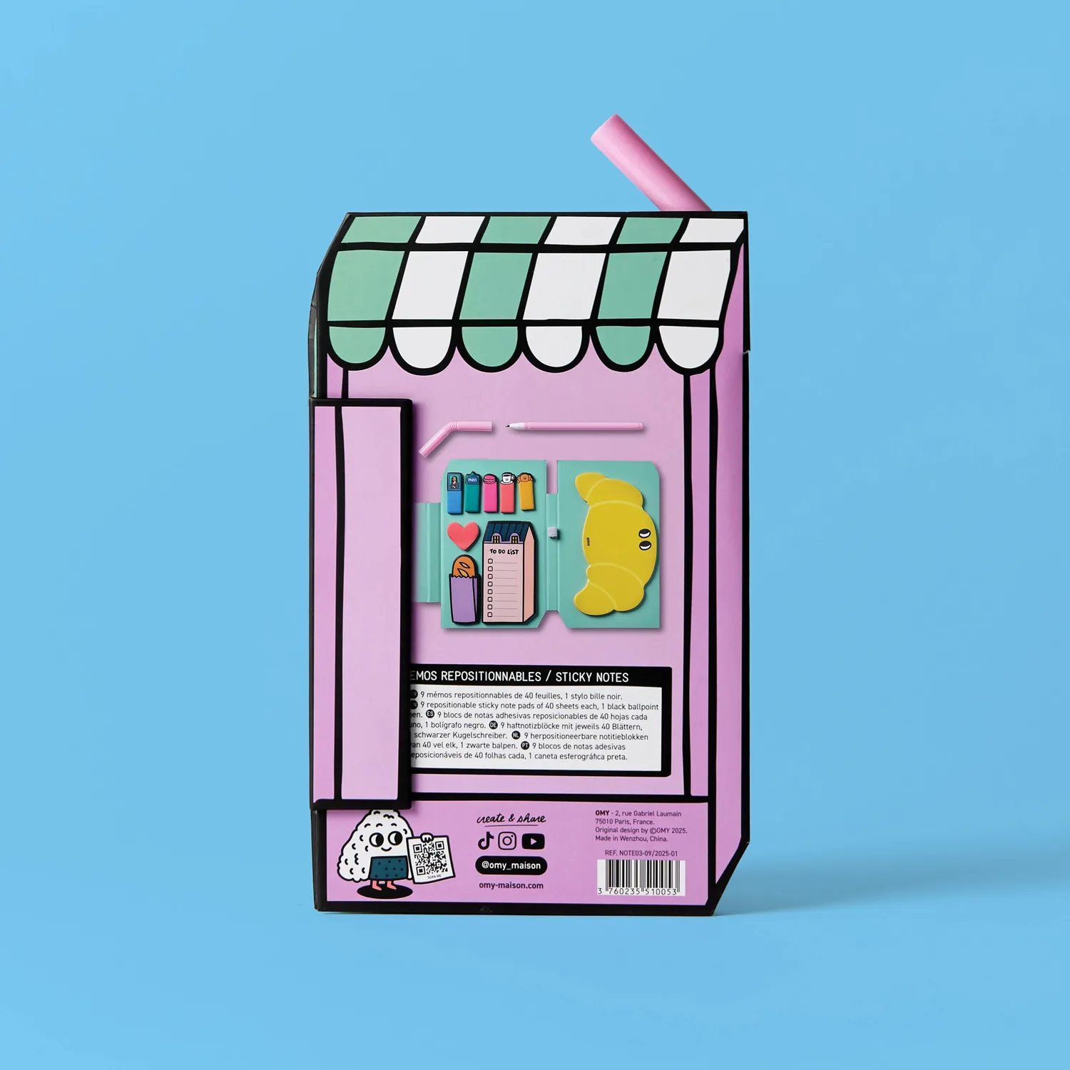OMY Paris sticky notes blok med pen