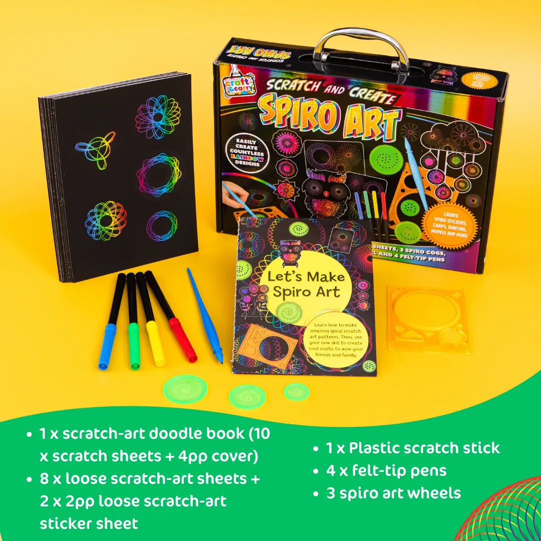 Decoden Magic Spiroart Scratch Art kradsesæt 12 ark