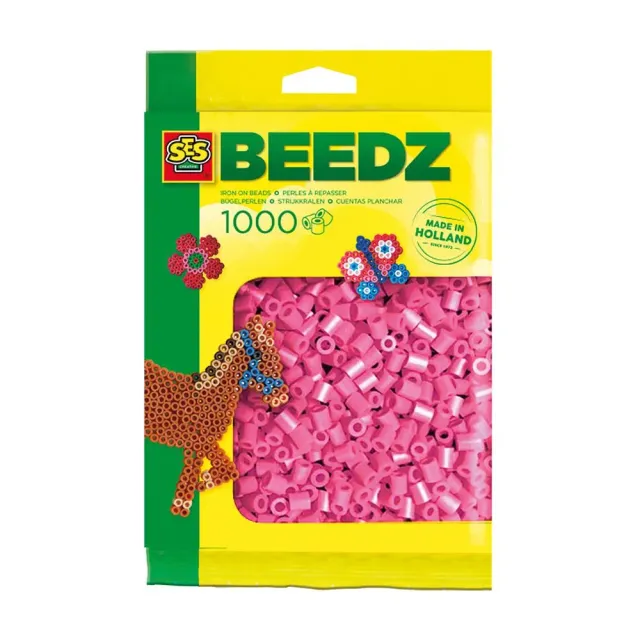 SES Creative Beedz strygeperler lyserød 1000 stk PVC-fri