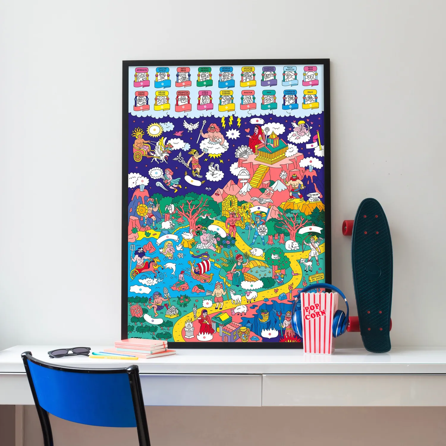 OMY School Mythologie stickerplakat 80 stickers tosproget