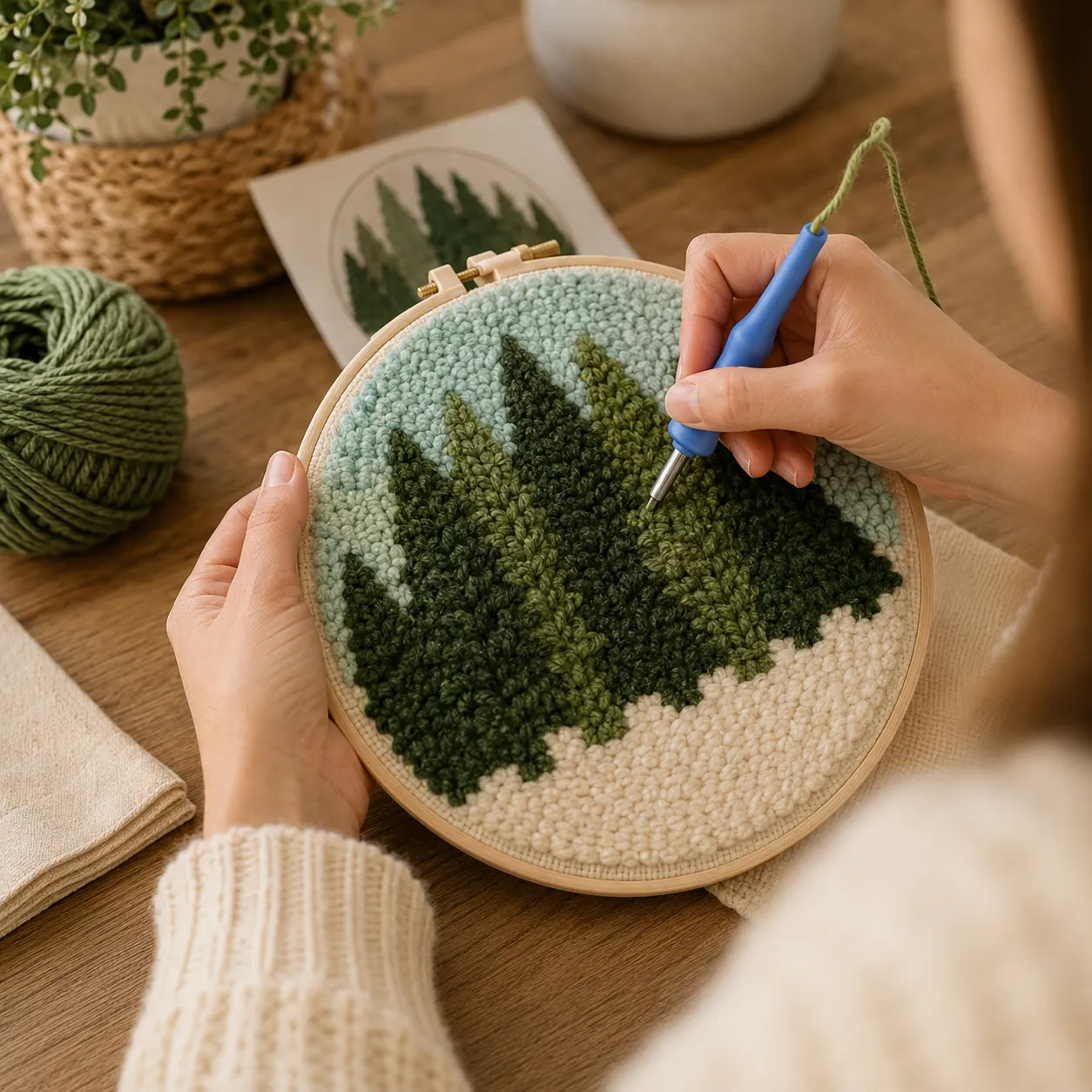 craftsy.dk Vinterskov punch needle sæt 20 cm snelandskab