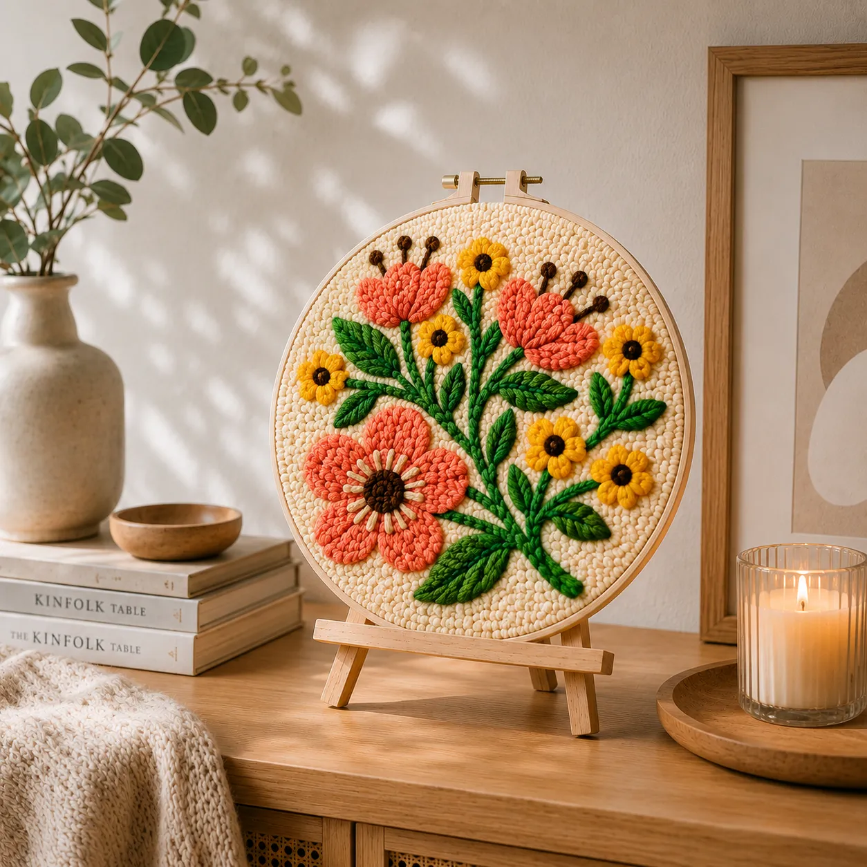 Craftsy Punch Needle Blomsterharmoni sæt 20 cm koral