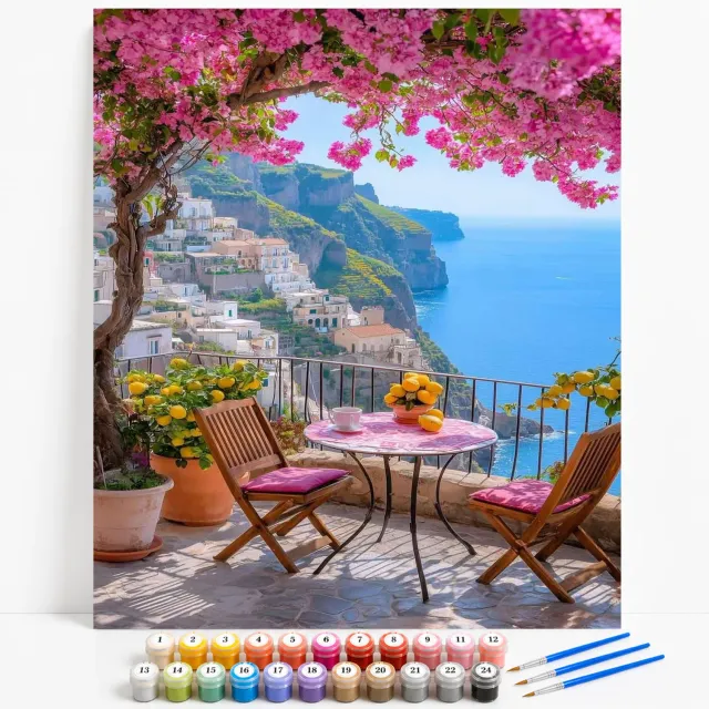 Craftsy.dk Amalfi Terrasse mal efter tal 40x50 cm havudsigt