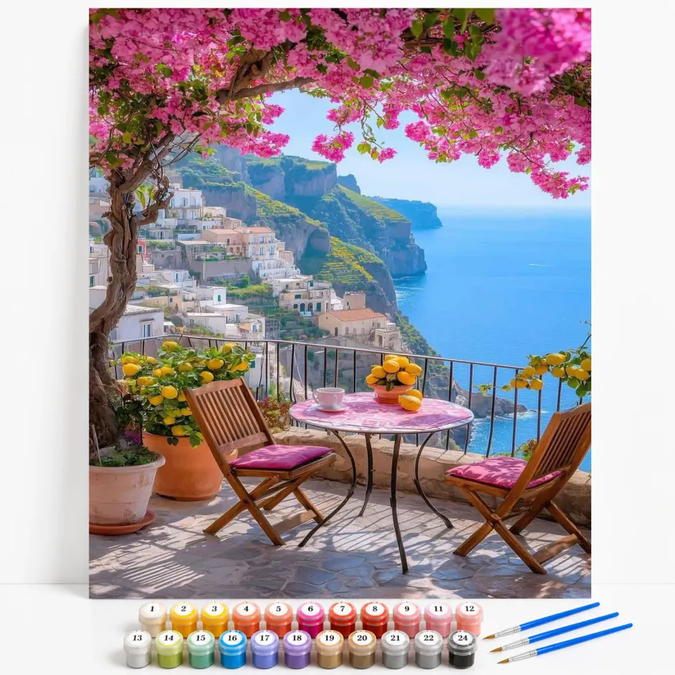 Craftsy.dk Amalfi Terrasse mal efter tal 40x50 cm havudsigt