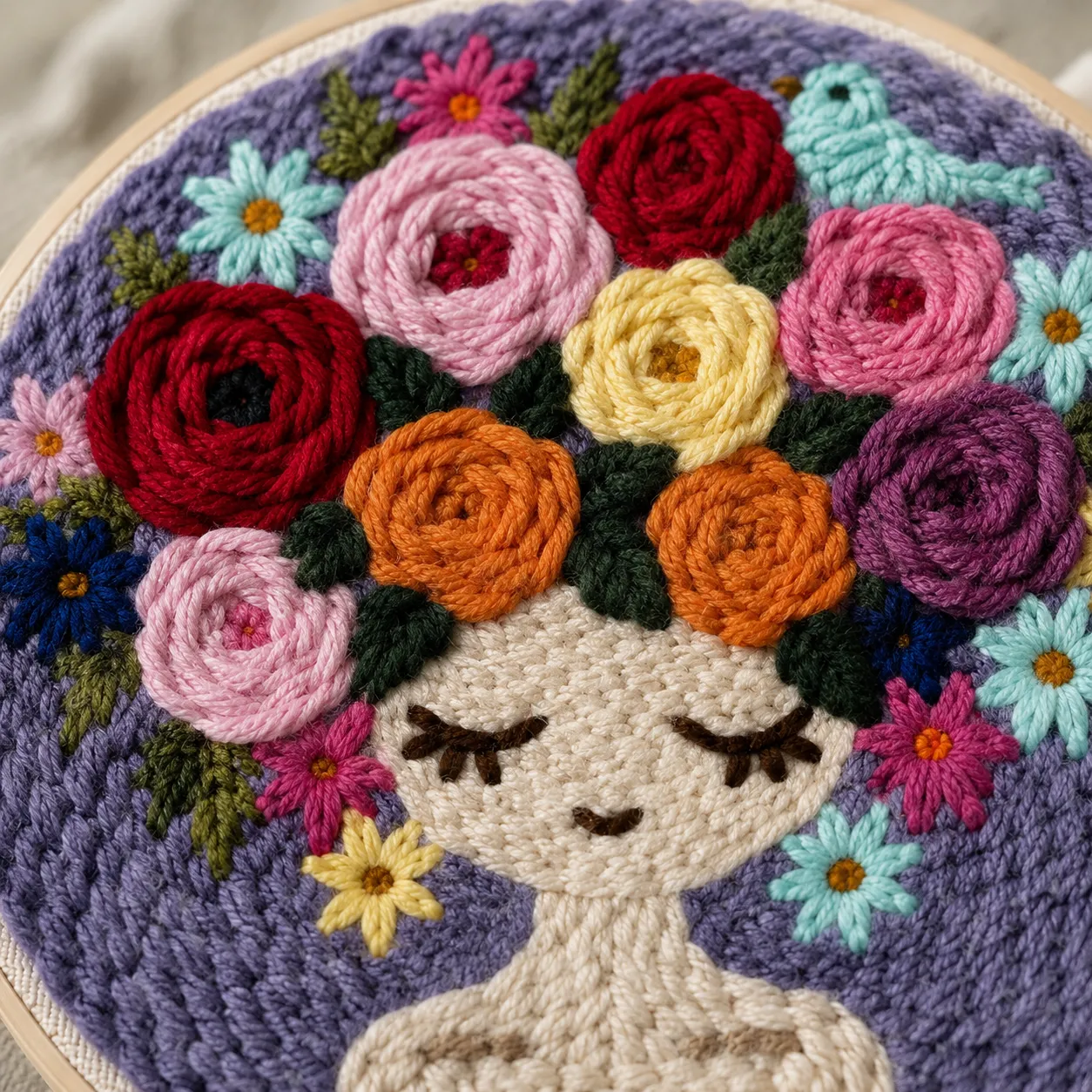 Craftsy Punch Needle Mediterende Blomsterpige sæt 20 cm pige