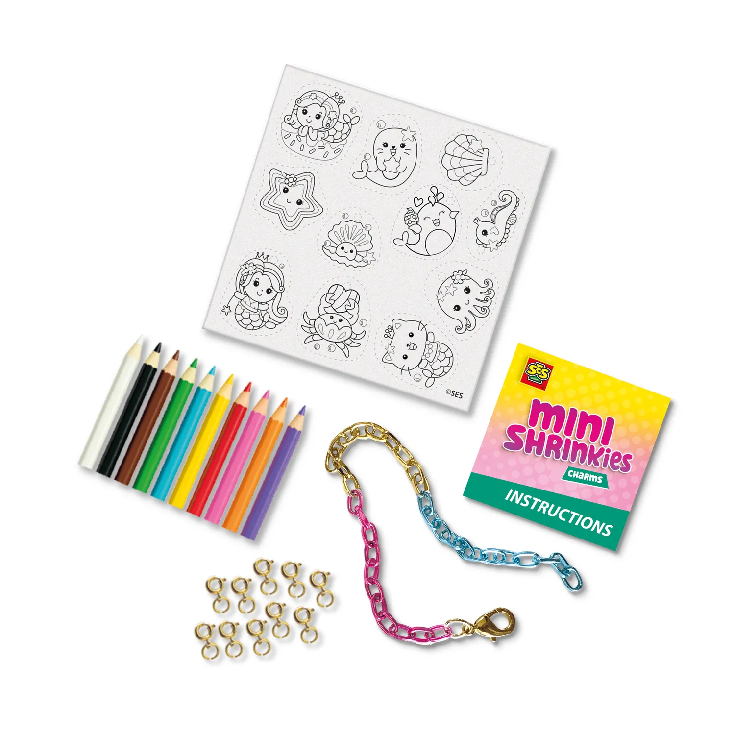 SES Mini Shrinkies Charms krympeplast ocean 10 vedhæng
