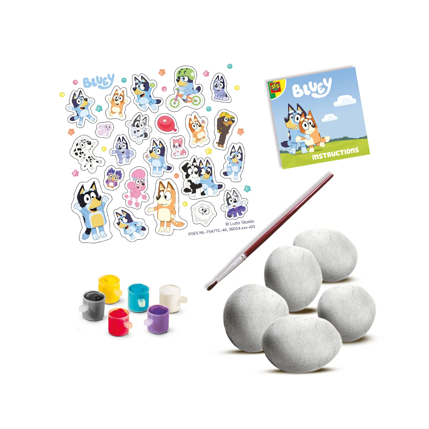 SES Creative Bluey stenmalingssæt med 5 sten