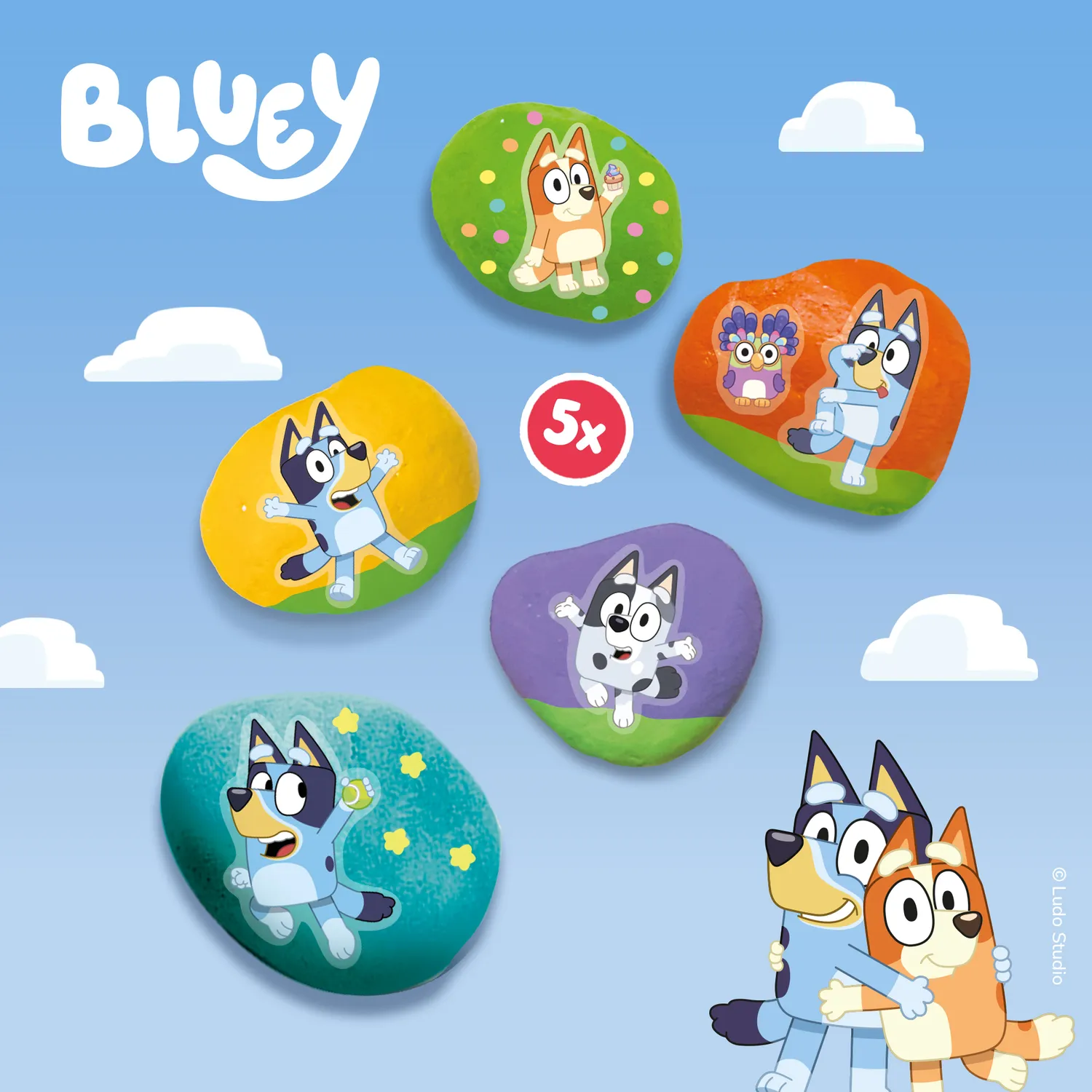 SES Creative Bluey stenmalingssæt med 5 sten