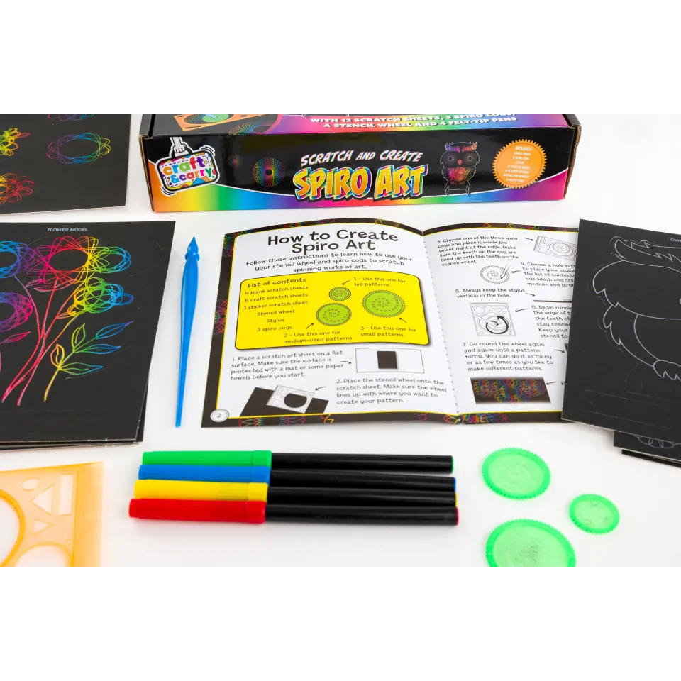 Decoden Magic Spiroart Scratch Art kradsesæt 12 ark