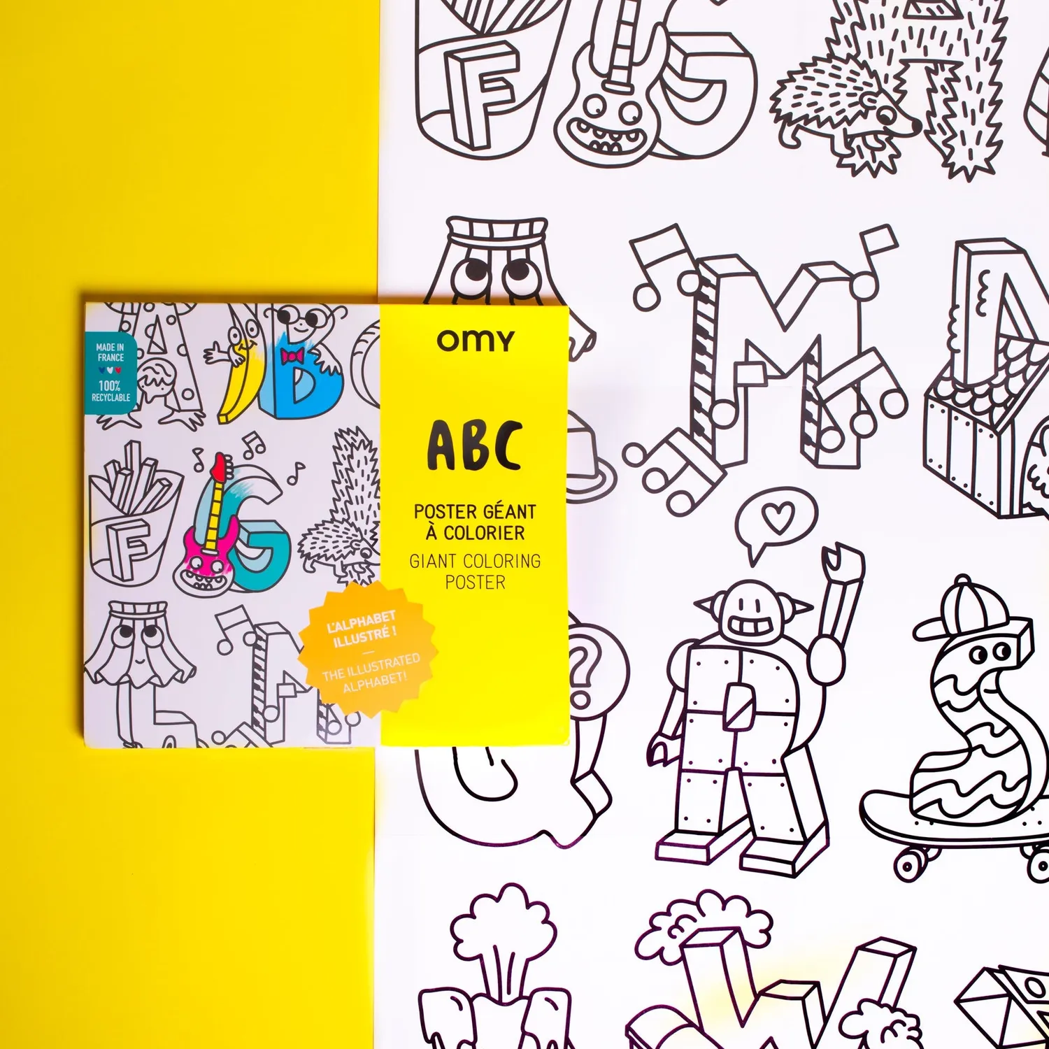 OMY ABC kæmpe maleplakat alfabet fra 3 år