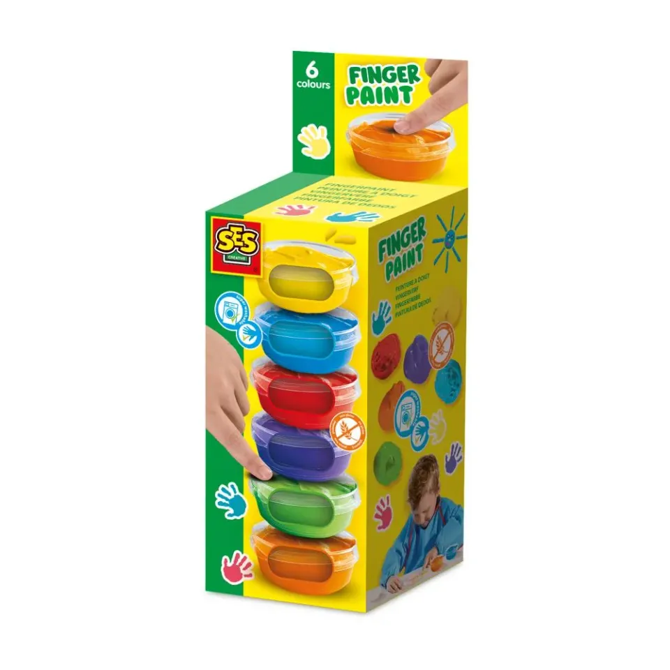 SES Creative fingerfarve 6x45ml vaskbar
