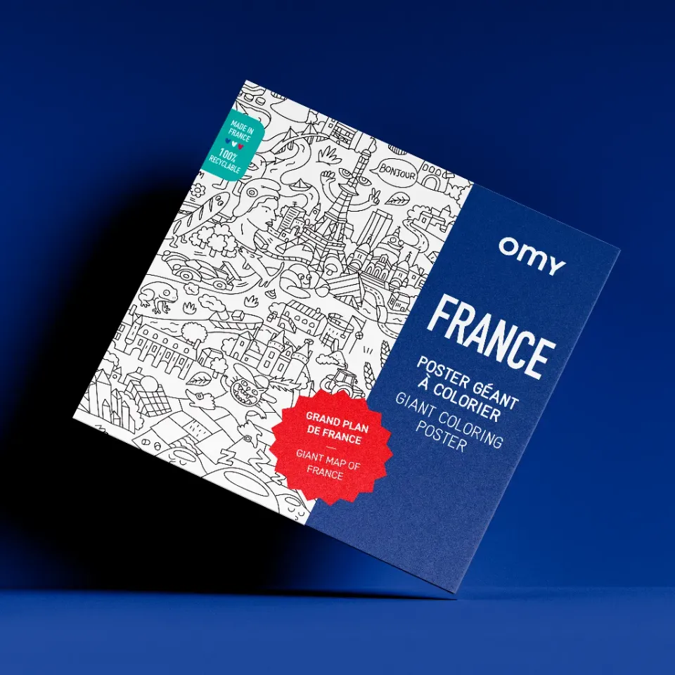 OMY France kæmpe maleplakat Frankrigskort