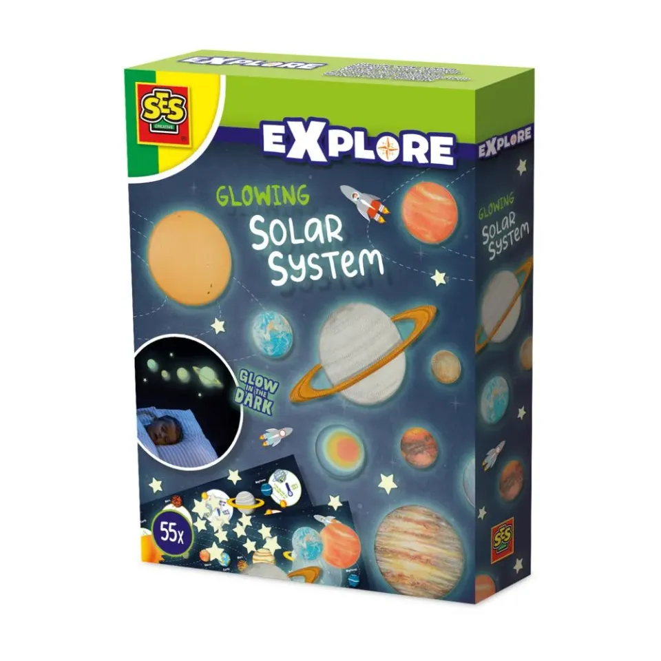 SES Creative Glowing solsystem sæt selvlysende 9 planeter