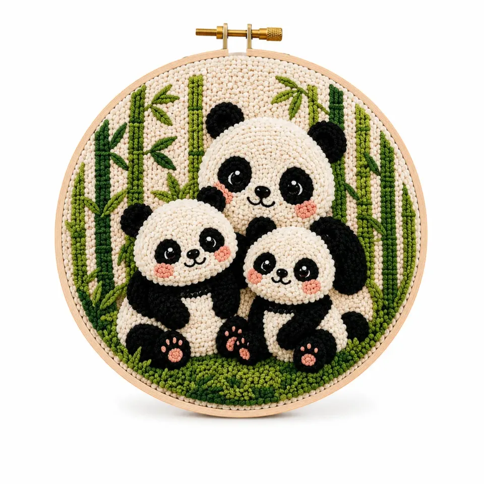 Craftsy Pandaer i Bambusskoven punch needle sæt 20 cm